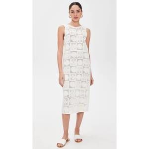 midi mesh dress PatBO | Selene Mesh Flower Applique Midi Dress | XL